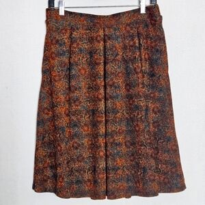 LuLaRoe Madison Skirt Sz: L Brown Floral, Black Background Pockets & Drawstring
